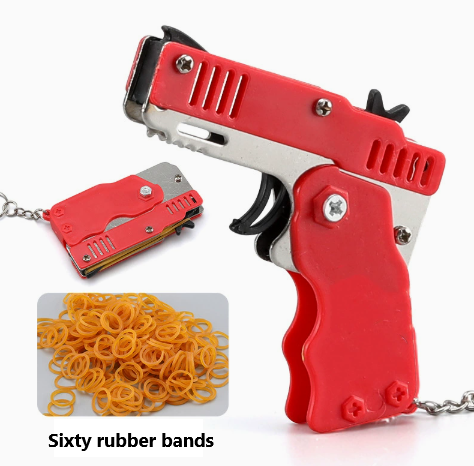Metal double-shot foldable rubber band gun