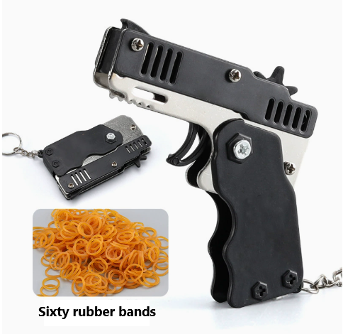 Metal double-shot foldable rubber band gun