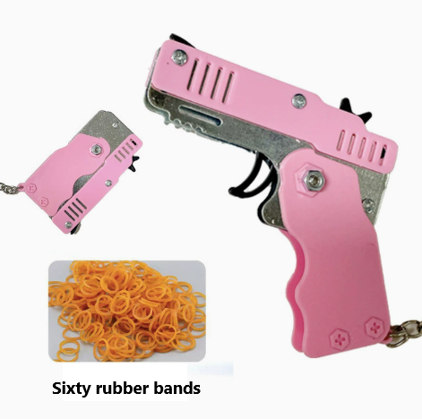 Metal double-shot foldable rubber band gun