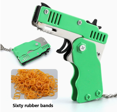 Metal double-shot foldable rubber band gun