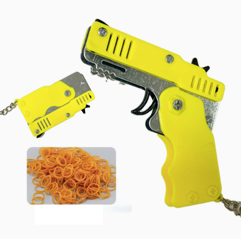 Metal double-shot foldable rubber band gun