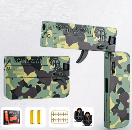 New hand cannon toy gun folding shell throwing life card model gun