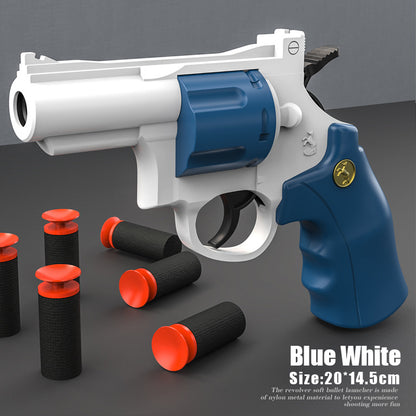 Automatic repeating revolver ejectable soft bullet toy gun