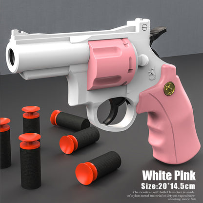 Automatic repeating revolver ejectable soft bullet toy gun