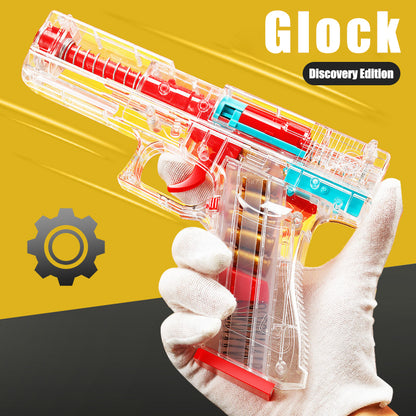 Transparent Glock throwing shell soft bullet toy gun