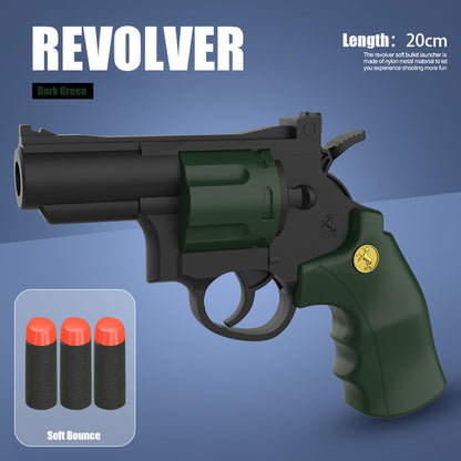 Automatic repeating revolver ejectable soft bullet toy gun