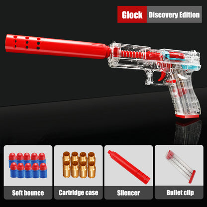Transparent Glock throwing shell soft bullet toy gun